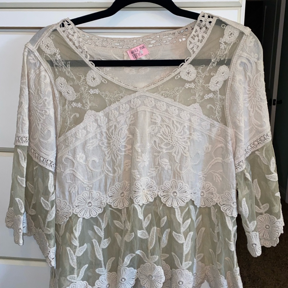 Cream and Sheer Blouse